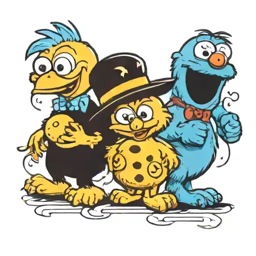 tweety bird and Cookie Monster tattoo design idea