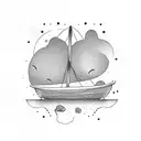 burning boat tattoo design idea