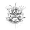 burning boat tattoo design idea