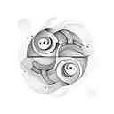 smiley face yin yang tattoo design idea