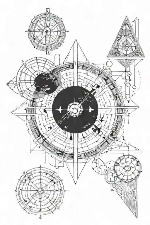 A spiritual journey that incorporates monks, buddha, astrology, the cosmos, and angelic glyphs tattoo design idea
