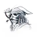 Sparrow bird dressed as a captain jack sparrow tattoo design idea