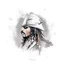 Sparrow bird dressed as a captain jack sparrow tattoo design idea