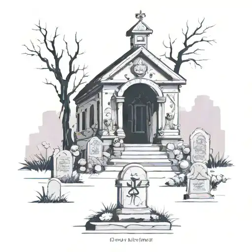 cemetery with dead people leaving tattoo design idea