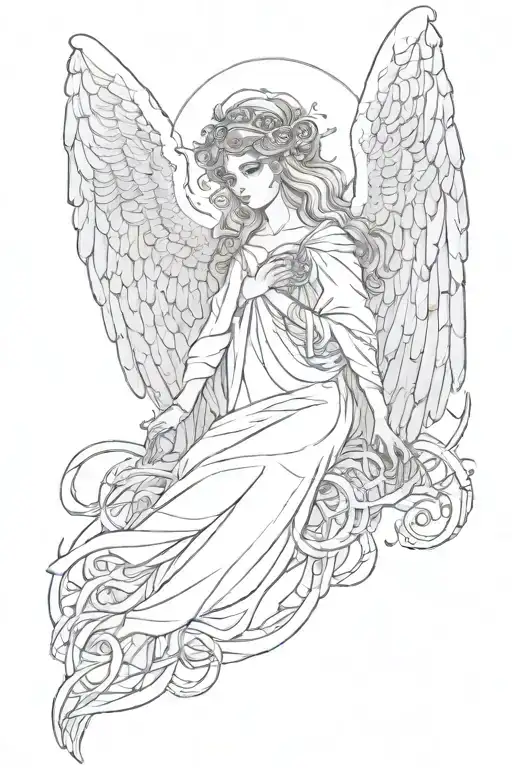 an old Old Testament angel. a cluster of rings with eyes and a lot of wings tattoo design idea