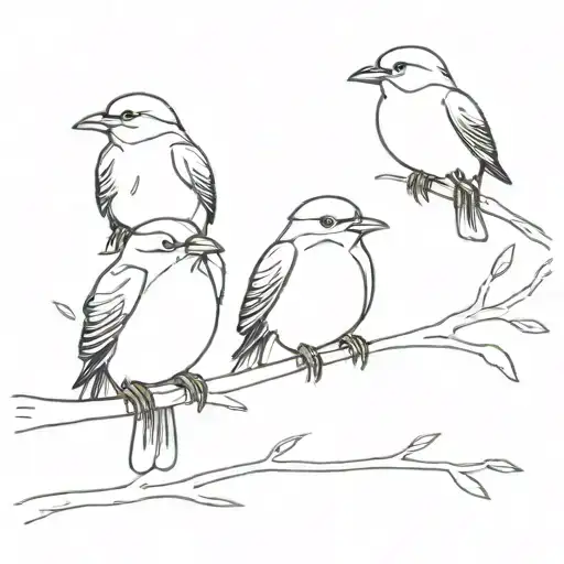 3 little birds perched tattoo design idea