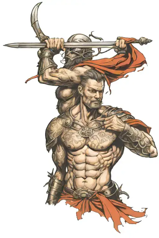 defender of men, warrior, nobleman, lord of frenzy, inspiration, rage, frenzy, god is my strength tattoo design idea