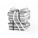 A creative minimalist tattoo of a stack of books with the title 'Pride and Prejudice' on the top book tattoo design idea