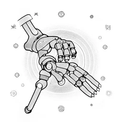 creation of Adam. 1 hand robotic arm hand skeletal tattoo design idea