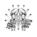 creation of Adam. 1 hand robotic arm hand skeletal tattoo design idea