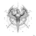 phoenix and baphomet tattoo design idea
