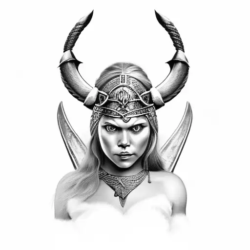 Full body viking Valkyrie warrior tattoo design idea
