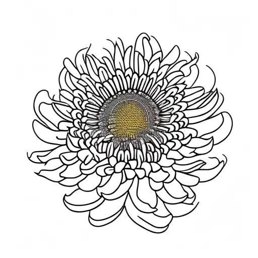 Chrysanthemum with red bird and bees  tattoo design idea
