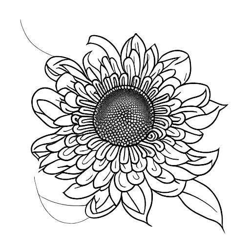 Chrysanthemum with red bird and bees  tattoo design idea