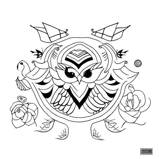 crisanthamum and red bird tattoo design idea