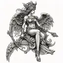 athena powerful and femine full body tattoo design idea