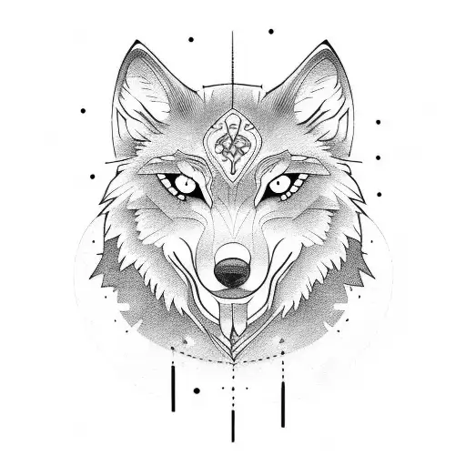 Moon fases, wolf complete, balance tattoo design idea