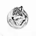 Moon, wolf complete tattoo design idea