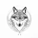 Moon, wolf complete tattoo design idea