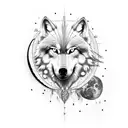 Moon, wolf complete tattoo design idea