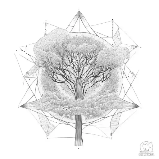 A tree of life under a comet tattoo design idea