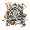 roulette table cards surrounded tattoo design idea