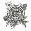 roulette table cards surrounded tattoo design idea