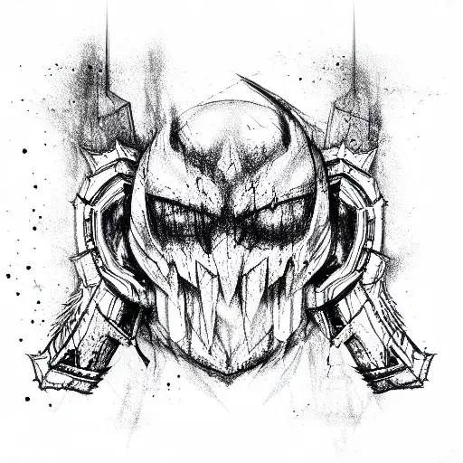 text "ACXDC" black metal tattoo design idea