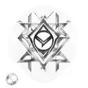 A soccer field with ancient mythological symbols as the lines tattoo design idea