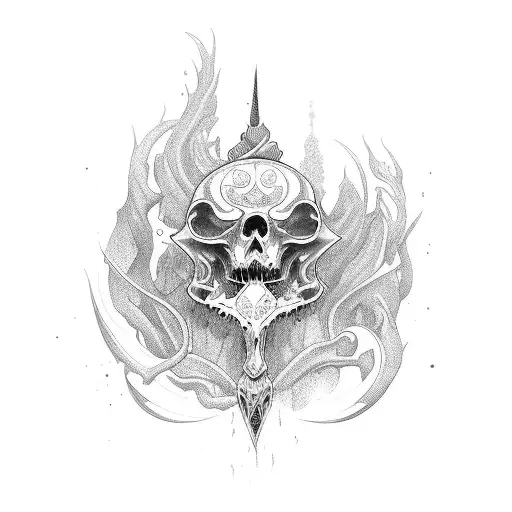 espelho, espada e mar tattoo design idea