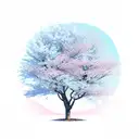 blue cherry blossom tree tattoo design idea