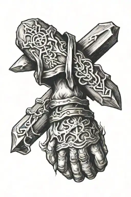 3 nails used on Jesus crossed over each other tattoo design idea