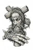 3 nails used on Jesus crossed over each other tattoo design idea