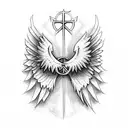 angel wings with Armenian cross MCMXCVIII tattoo design idea
