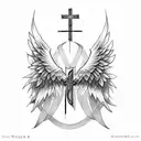 angel wings with Armenian cross MCMXCVIII tattoo design idea