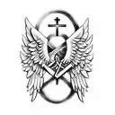 angel wings with Armenian cross MCMXCVIII tattoo design idea