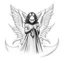 angel with with cross MCMXCVIII tattoo design idea