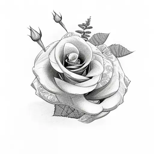 buck with roses tattoo design idea