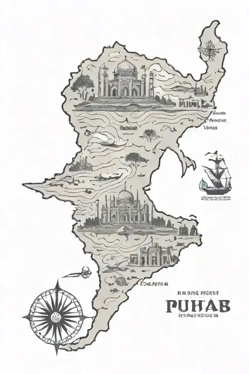 map of punjab with sword down forearm  tattoo design idea