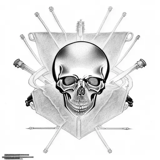 tattoo with main objective welding and secondary skull, military, biomechanic and Japanese style tattoo design idea