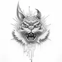tattoo with main objective welding and secondary military, biomechanic and Japanese style tattoo design idea