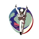 astronaut floating with david bowie's ray on suit tattoo design idea