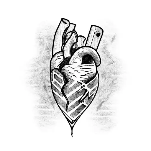 a broken human heart tattoo design idea