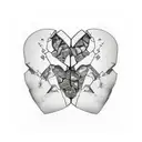 a half stone broken human heart with broken pieces tattoo design idea