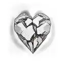 a half stone broken human heart with broken pieces tattoo design idea