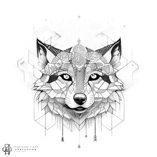 Plutón con bosque y lobos tattoo design idea