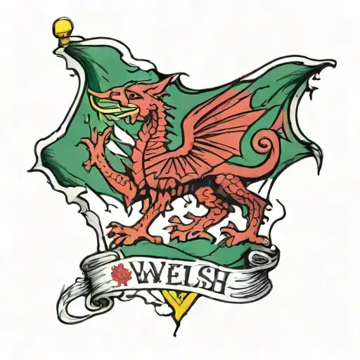 welsh flag torn skin tattoo design idea