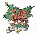 welsh flag torn skin tattoo design idea