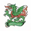 welsh flag torn skin tattoo design idea