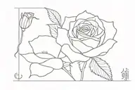 rose wrapped around dates 23.05 23.02 tattoo design idea